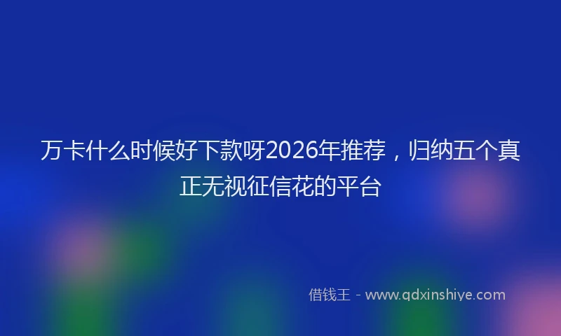 万卡什么时候好下款呀2026年推荐，归纳五个真正无视征信花的平台