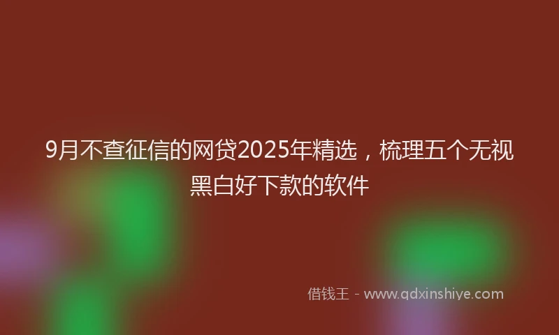 9月不查征信的网贷2025年精选，梳理五个无视黑白好下款的软件