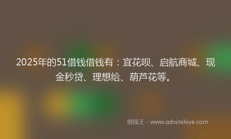 2025年的51借钱借钱有：宜花呗、启航商城、现金秒贷、理想给、葫芦花等。