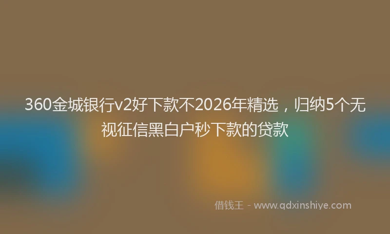 360金城银行v2好下款不2026年精选，归纳5个无视征信黑白户秒下款的贷款