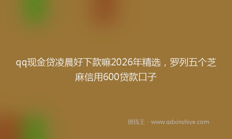 qq现金贷凌晨好下款嘛2026年精选，罗列五个芝麻信用600贷款口子