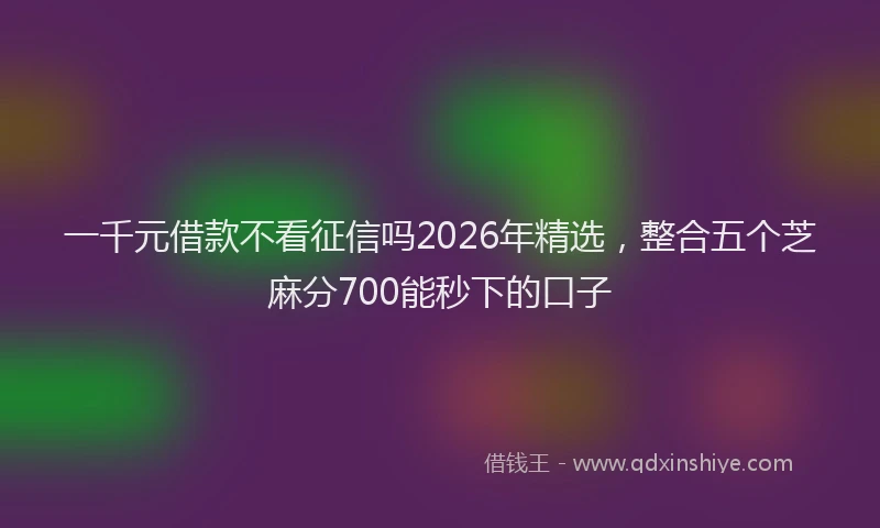 一千元借款不看征信吗2026年精选，整合五个芝麻分700能秒下的口子