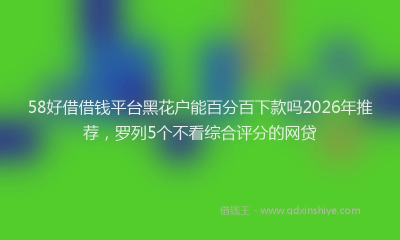 58好借借钱平台黑花户能百分百下款吗2026年推荐，罗列5个不看综合评分的网贷
