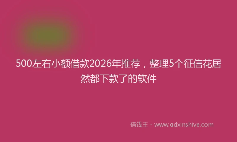 500左右小额借款2026年推荐，整理5个征信花居然都下款了的软件