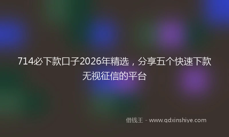 714必下款口子2026年精选，分享五个快速下款无视征信的平台