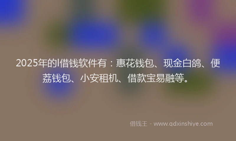 2025年的l借钱软件有：惠花钱包、现金白鸽、便荔钱包、小安租机、借款宝易融等。