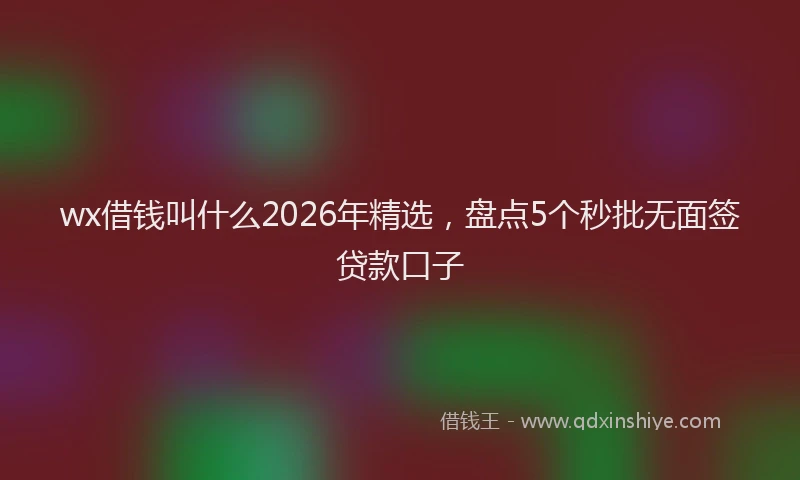 wx借钱叫什么2026年精选，盘点5个秒批无面签贷款口子
