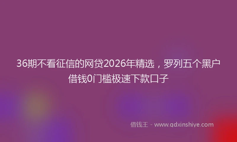 36期不看征信的网贷2026年精选，罗列五个黑户借钱0门槛极速下款口子