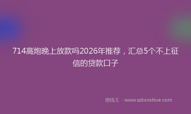 714高炮晚上放款吗2026年推荐，汇总5个不上征信的贷款口子