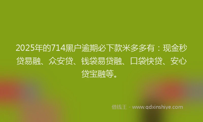 2025年的714黑户逾期必下款米多多有：现金秒贷易融、众安贷、钱袋易贷融、口袋快贷、安心贷宝融等。