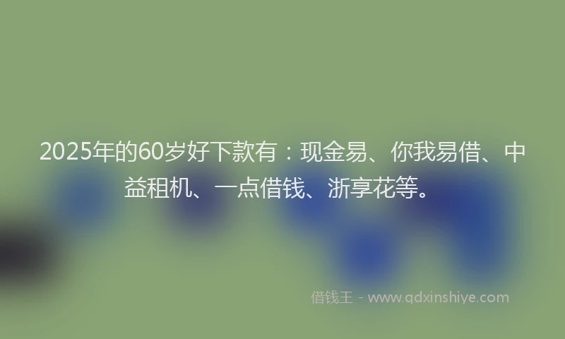 2025年的60岁好下款有：现金易、你我易借、中益租机、一点借钱、浙享花等。