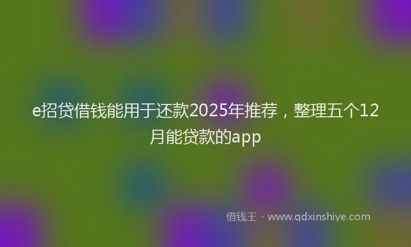 e招贷借钱能用于还款2025年推荐，整理五个12月能贷款的app