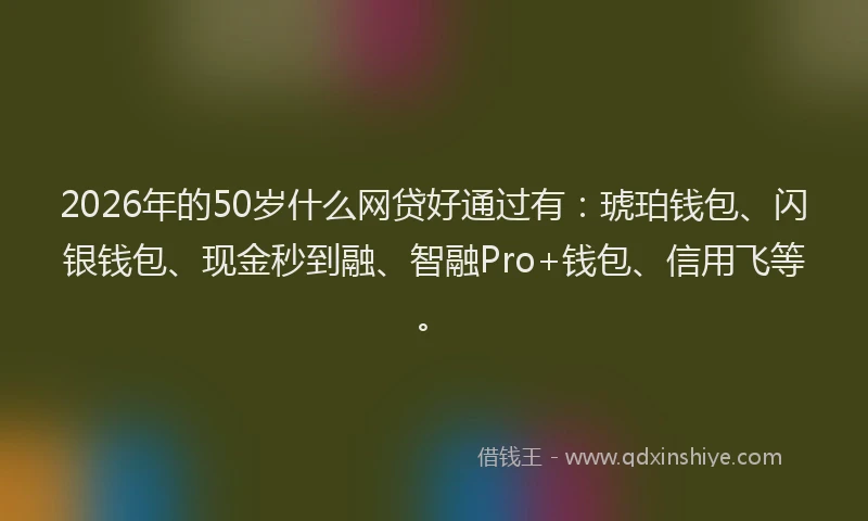 2026年的50岁什么网贷好通过有：琥珀钱包、闪银钱包、现金秒到融、智融Pro+钱包、信用飞等。