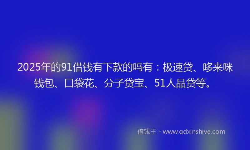 2025年的91借钱有下款的吗有:极速贷、哆来咪钱包、口袋花、分子贷宝、51人品贷等。