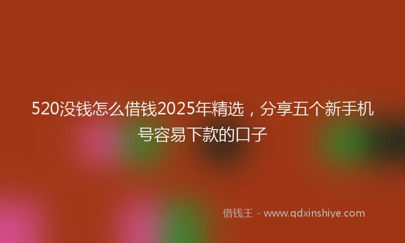 520没钱怎么借钱2025年精选,分享五个新手机号容易下款的口子