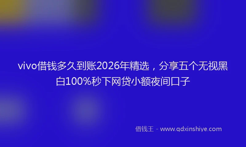 vivo借钱多久到账2026年精选，分享五个无视黑白100%秒下网贷小额夜间口子