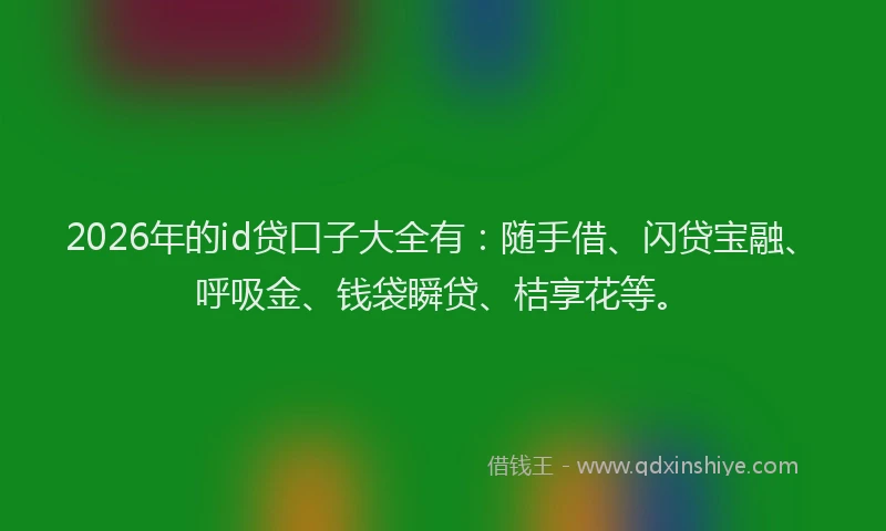 2026年的id贷口子大全有：随手借、闪贷宝融、呼吸金、钱袋瞬贷、桔享花等。