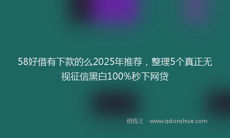 58好借有下款的么2025年推荐，整理5个真正无视征信黑白100%秒下网贷