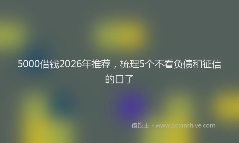 5000借钱2026年推荐,梳理5个不看负债和征信的口子