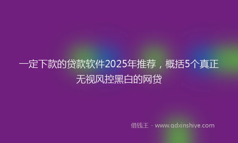 一定下款的贷款软件2025年推荐，概括5个真正无视风控黑白的网贷