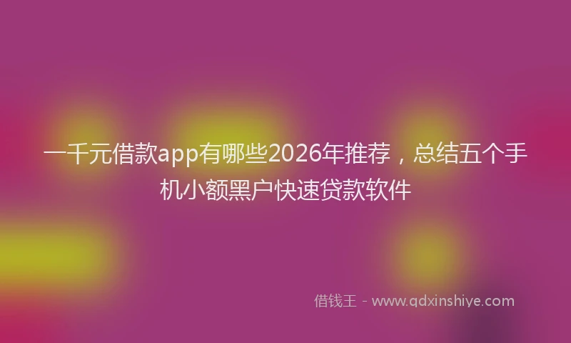 一千元借款app有哪些2026年推荐，总结五个手机小额黑户快速贷款软件