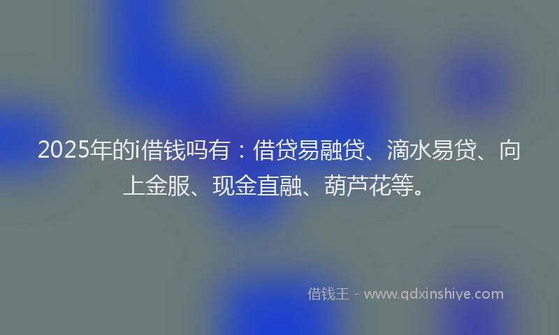 2025年的i借钱吗有：借贷易融贷、滴水易贷、向上金服、现金直融、葫芦花等。