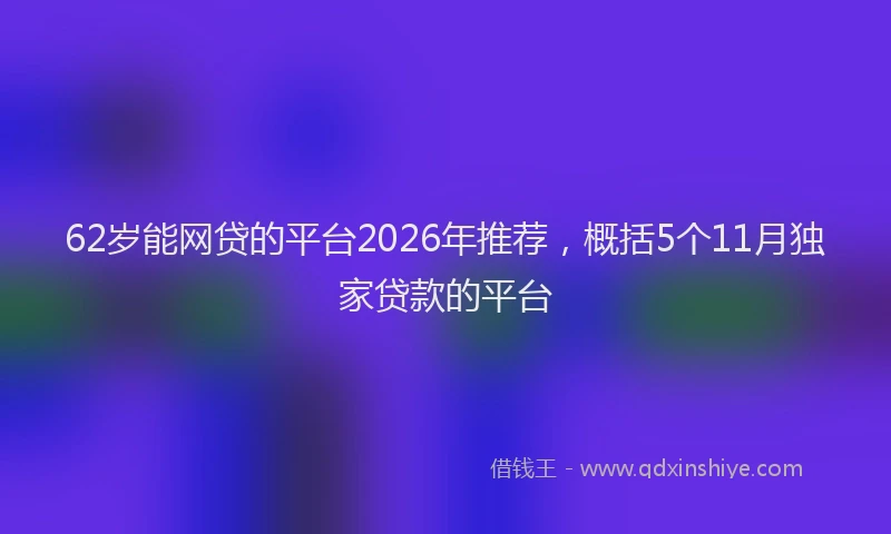 62岁能网贷的平台2026年推荐,概括5个11月独家贷款的平台