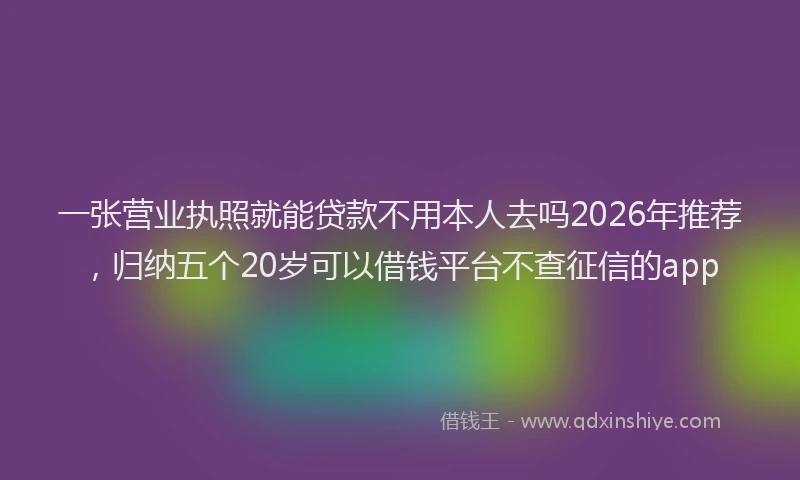 一张营业执照就能贷款不用本人去吗2026年推荐，归纳五个20岁可以借钱平台不查征信的app