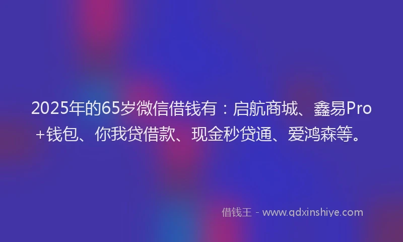 2025年的65岁微信借钱有：启航商城、鑫易Pro+钱包、你我贷借款、现金秒贷通、爱鸿森等。