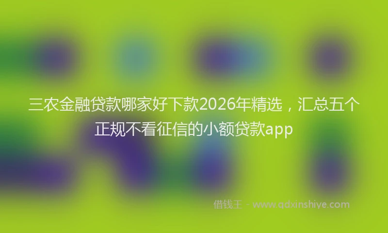 三农金融贷款哪家好下款2026年精选,汇总五个正规不看征信的小额贷款app