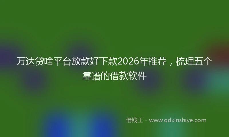 万达贷啥平台放款好下款2026年推荐，梳理五个靠谱的借款软件