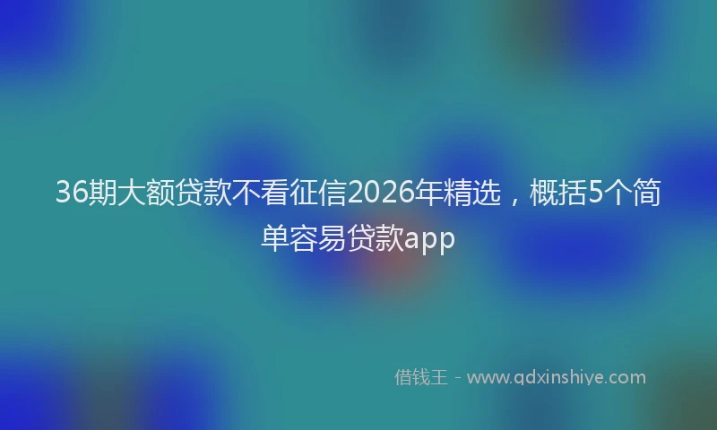 36期大额贷款不看征信2026年精选，概括5个简单容易贷款app