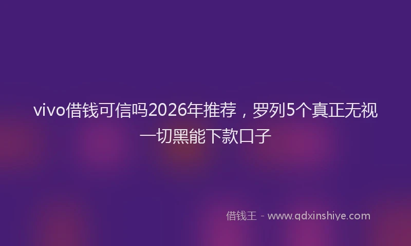 vivo借钱可信吗2026年推荐，罗列5个真正无视一切黑能下款口子