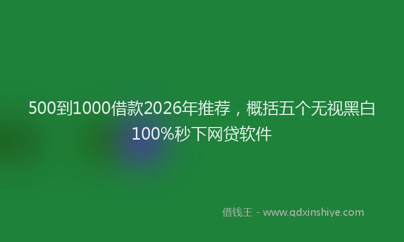 500到1000借款2026年推荐,概括五个无视黑白100%秒下网贷软件