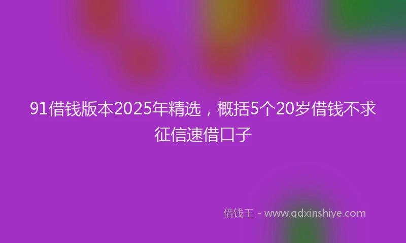91借钱版本2025年精选，概括5个20岁借钱不求征信速借口子