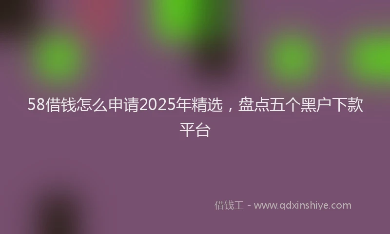 58借钱怎么申请2025年精选,盘点五个黑户下款平台