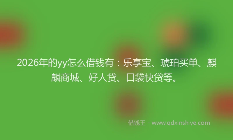 2026年的yy怎么借钱有:乐享宝、琥珀买单、麒麟商城、好人贷、口袋快贷等。
