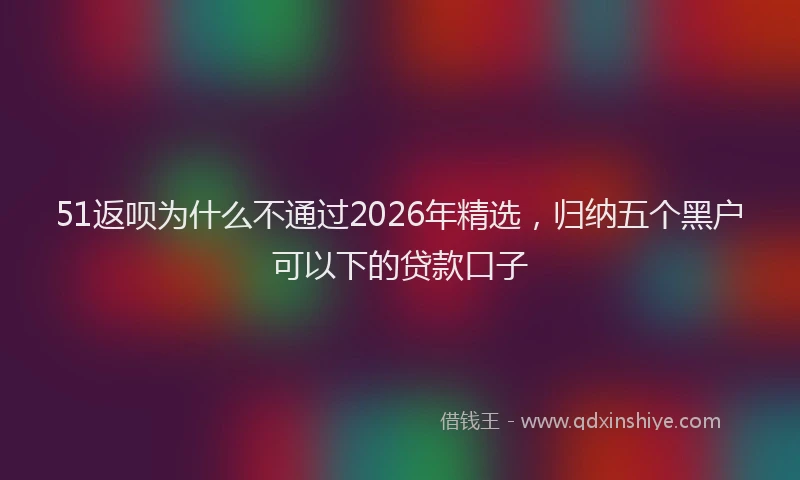 51返呗为什么不通过2026年精选,归纳五个黑户可以下的贷款口子