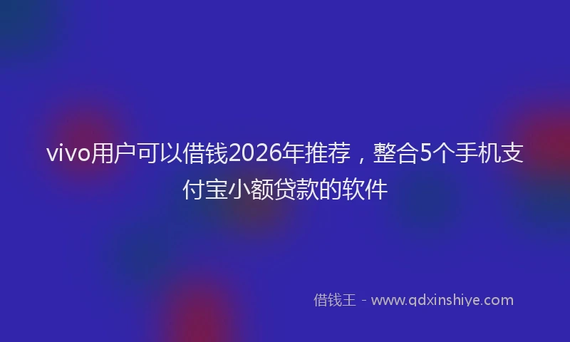 vivo用户可以借钱2026年推荐,整合5个手机支付宝小额贷款的软件