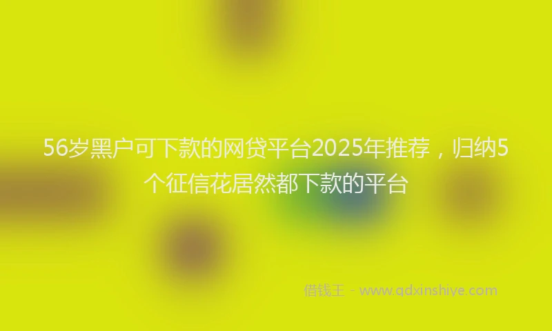 56岁黑户可下款的网贷平台2025年推荐，归纳5个征信花居然都下款的平台