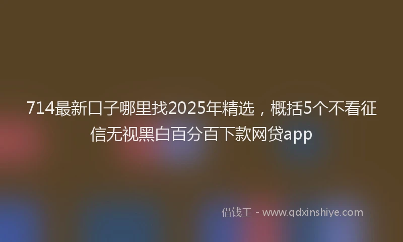 714最新口子哪里找2025年精选，概括5个不看征信无视黑白百分百下款网贷app