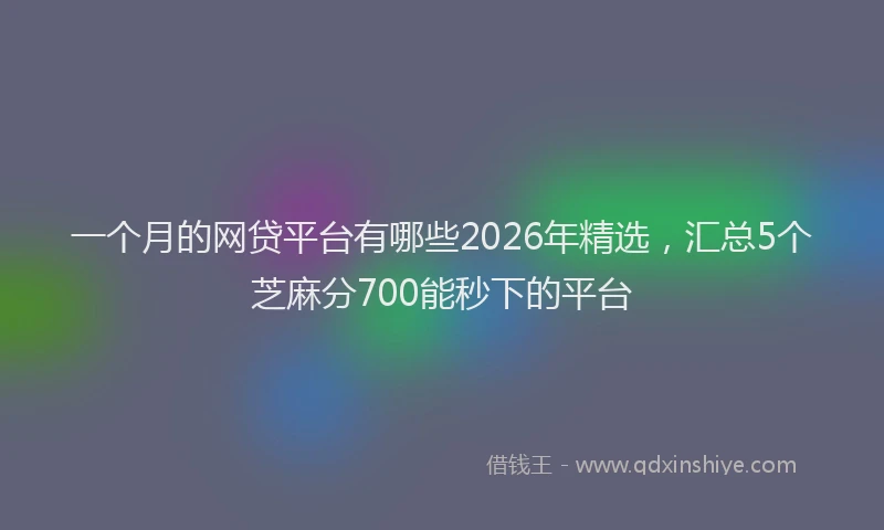 一个月的网贷平台有哪些2026年精选，汇总5个芝麻分700能秒下的平台