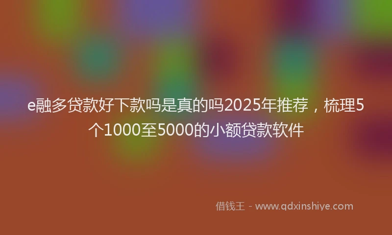 e融多贷款好下款吗是真的吗2025年推荐，梳理5个1000至5000的小额贷款软件