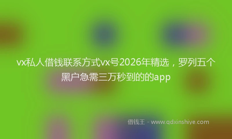 vx私人借钱联系方式vx号2026年精选，罗列五个黑户急需三万秒到的的app