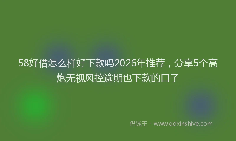 58好借怎么样好下款吗2026年推荐，分享5个高炮无视风控逾期也下款的口子