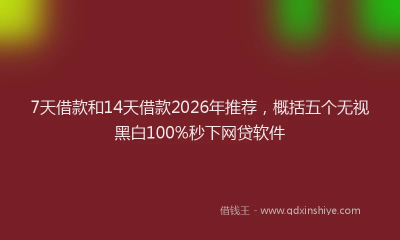 7天借款和14天借款2026年推荐，概括五个无视黑白100%秒下网贷软件