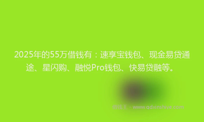 2025年的55万借钱有：速享宝钱包、现金易贷通途、星闪购、融悦Pro钱包、快易贷融等。