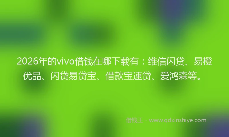 2026年的vivo借钱在哪下载有：维信闪贷、易橙优品、闪贷易贷宝、借款宝速贷、爱鸿森等。
