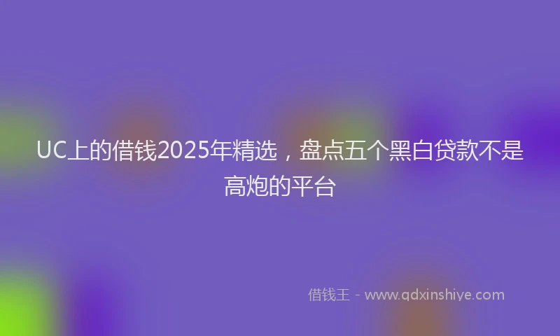 UC上的借钱2025年精选，盘点五个黑白贷款不是高炮的平台