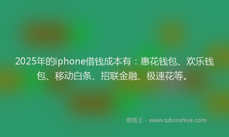 2025年的iphone借钱成本有：惠花钱包、欢乐钱包、移动白条、招联金融、极速花等。